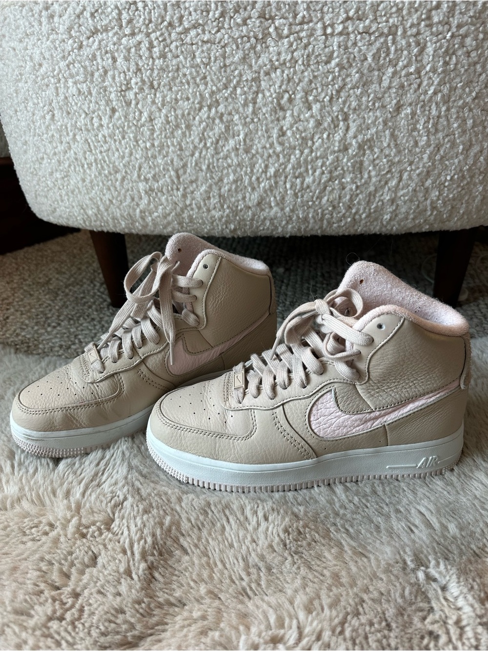 Nike High-Top Sneakers in Light Pink and Cream